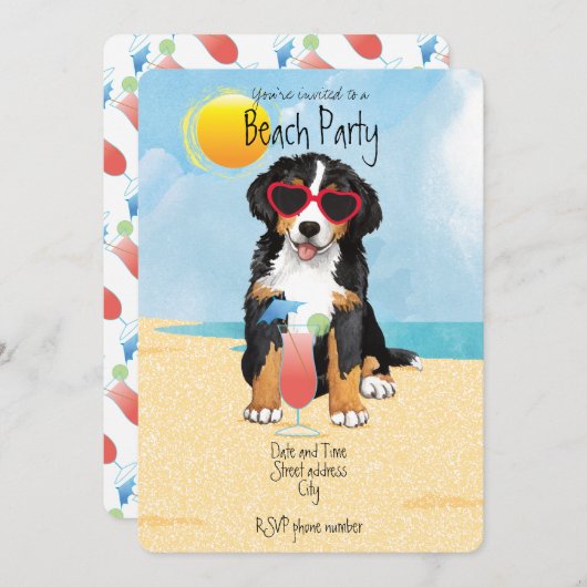 Summer Berner Beach Party Invitation (Devant / Derrière)