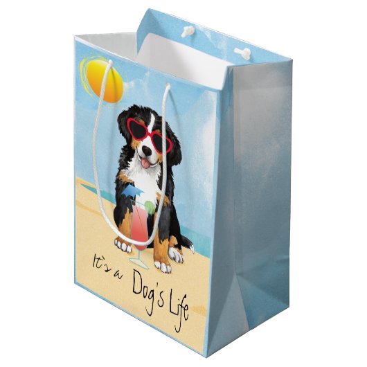 Summer Bernese Mountain Dog Medium Cadeauzakje (Voorkant Gekanteld)