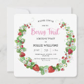 Summer Berry First aardbery Birthday Party Kaart (Voorkant)