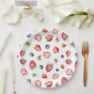 Summer Berry Sweet Waterverf Baby shower Papieren Bordje