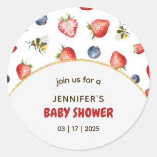 Summer Berry Sweet Waterverf Baby shower Ronde Sticker