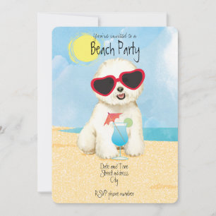 Summer Bichon Frise Beach Party Invitation Feestdagenkaart