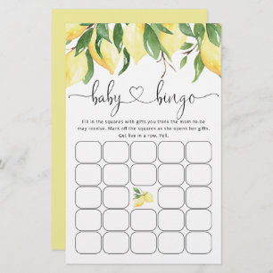 Summer Bingo Lemon Citrus Baby shower