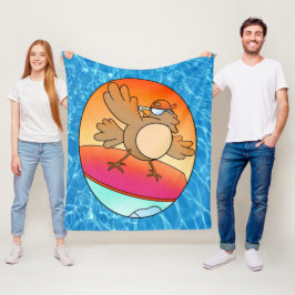 Summer Bird Surfer Fleece Blanket Deken