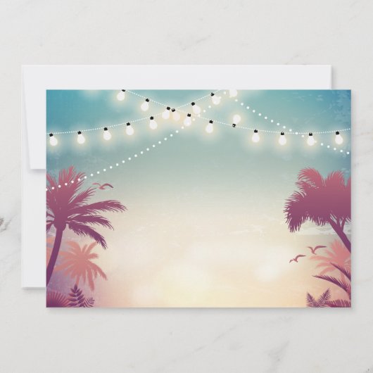 Summer Birthday BBQ Palm Tree String Lights Kaart (Achterkant)