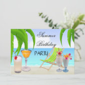 Summer Birthday Cocktails Tropical Beach Kaart (Staand voorkant)