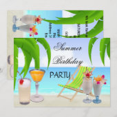 Summer Birthday Cocktails Tropical Beach Kaart (Voorkant / Achterkant)