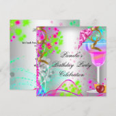 Summer Birthday Colorful Cocktail Kaart (Voorkant / Achterkant)