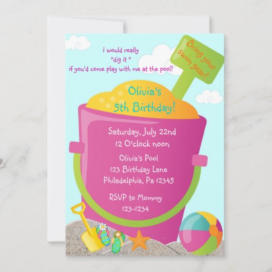 Summer Birthday Invitation Kaart (Voorkant)