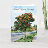 Summer Birthday Nostalgic Flowers Wenskaart Kaart (Voorkant)