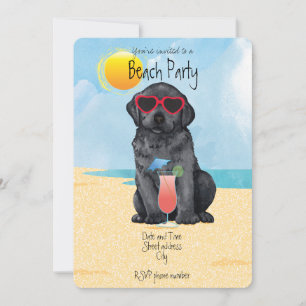 Summer Black Lab Beach Party Invitation