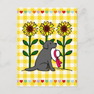 Summer Black Labrador met zonnebloemen Briefkaart