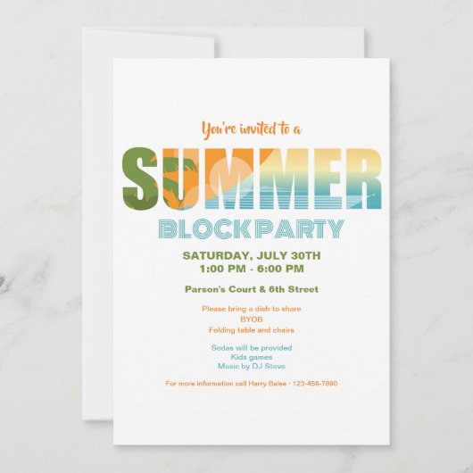Summer Block Party Kaart (Voorkant)