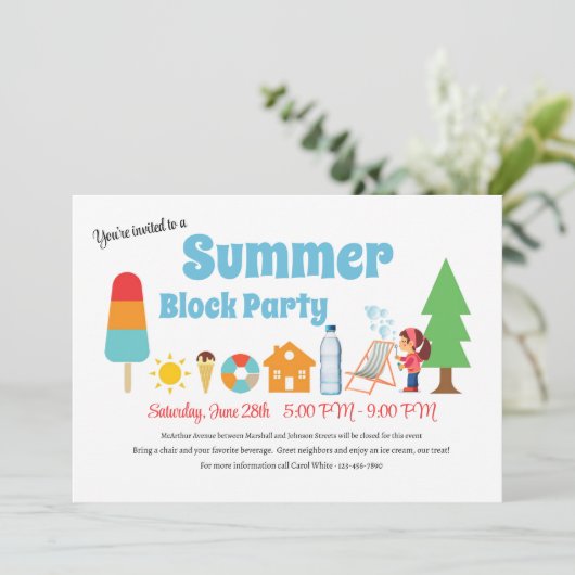 Summer Block Party Kaart (Staand voorkant)