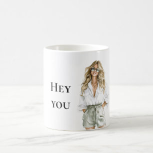 Summer Blond Lady Hey You Quote Koffiemok