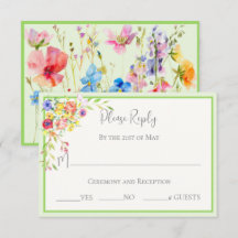 Summer Blooms Bloemen Huwelijks RSVP Kaart