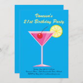 Summer Blue 21st Birthday Party Invitation (Devant / Derrière)