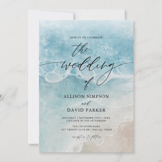 Summer Blue Beach Wedding Invitations (Devant)