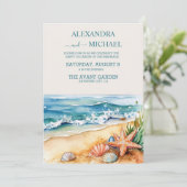 Summer Blue Beach Wedding Kaart (Staand voorkant)