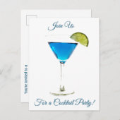 Summer Blue Cocktail Party Invitation (Devant / Derrière)