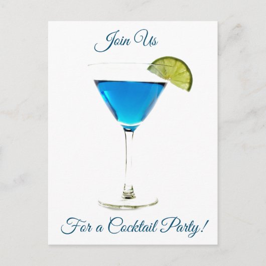 Summer Blue Cocktail Party Invitation (Devant)