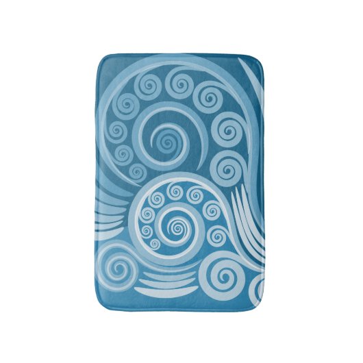 Summer Blue Curls Swirls Bath Mat (Voorkant Verticaal)
