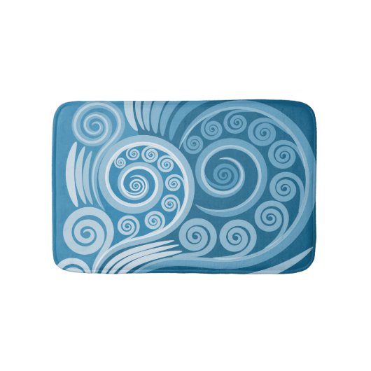 Summer Blue Curls Swirls Bath Mat (Voorkant)