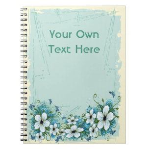Summer Blue Floral & Butterflies Notitieboek
