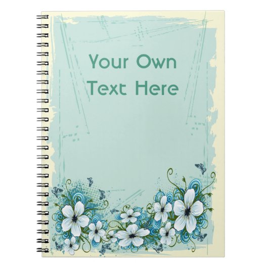 Summer Blue Floral & Butterflies Notitieboek (Voorkant)