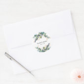 Summer, Blue, Green, Waterverf Floral Wedding Ronde Sticker (Envelop)