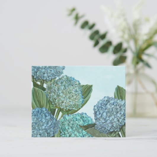 Summer Blue Hydrangea Bouquet Briefkaart (Staand voorkant)