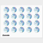 Summer Blue Hydrangeas Bedankt Ronde Sticker (Vel)