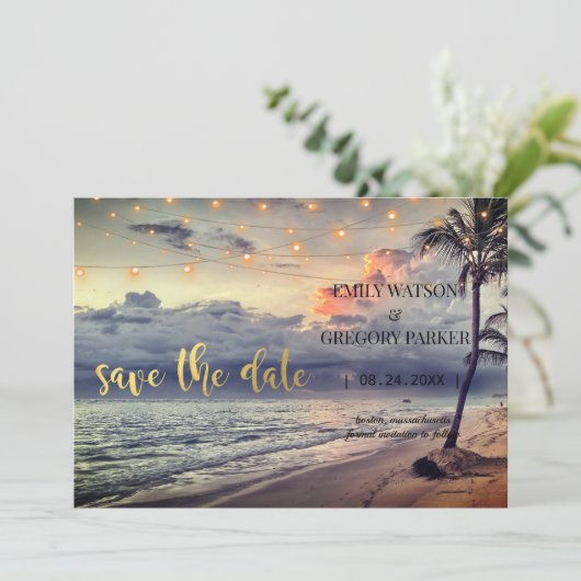 Summer Blue Ocean Beach Mariages Invitations (Debout devant)
