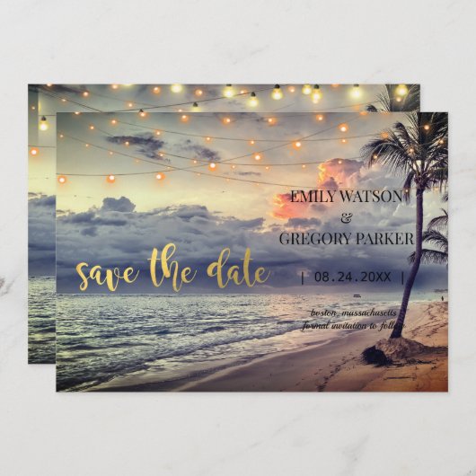 Summer Blue Ocean Beach Mariages Invitations (Devant / Derrière)