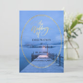 Summer Blue Ocean Beach Mariages Invitations (Debout devant)