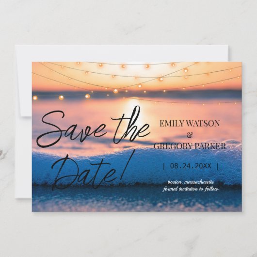 Summer Blue Ocean Beach Mariages Invitations (Devant)
