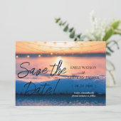 Summer Blue Ocean Beach Mariages Invitations (Debout devant)