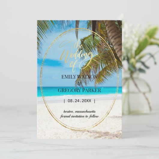 Summer Blue Ocean Beach Mariages Invitations (Debout devant)