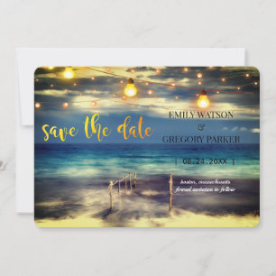 Summer Blue Ocean Beach Mariages Invitations