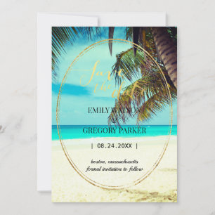 Summer Blue Ocean Beach Mariages Invitations