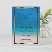 Summer Blue Ocean Beach Mariages Invitations (Debout devant)