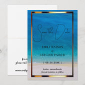 Summer Blue Ocean Beach Mariages Invitations (Devant / Derrière)