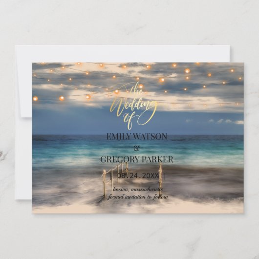 Summer Blue Ocean Beach Mariages Invitations (Devant)