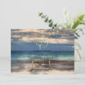 Summer Blue Ocean Beach Mariages Invitations (Debout devant)