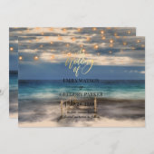 Summer Blue Ocean Beach Mariages Invitations (Devant / Derrière)