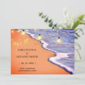 Summer Blue Ocean Beach Mariages Invitations (Debout devant)