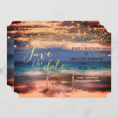 Summer Blue Ocean Beach Mariages Invitations (Devant / Derrière)