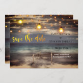 Summer Blue Ocean Beach Mariages Invitations (Devant / Derrière)