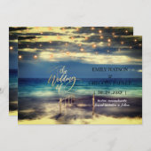 Summer Blue Ocean Beach Wedding Invitations Save The Date (Voorkant / Achterkant)