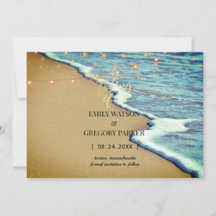 Summer Blue Ocean Beach Wedding Invitations Save The Date